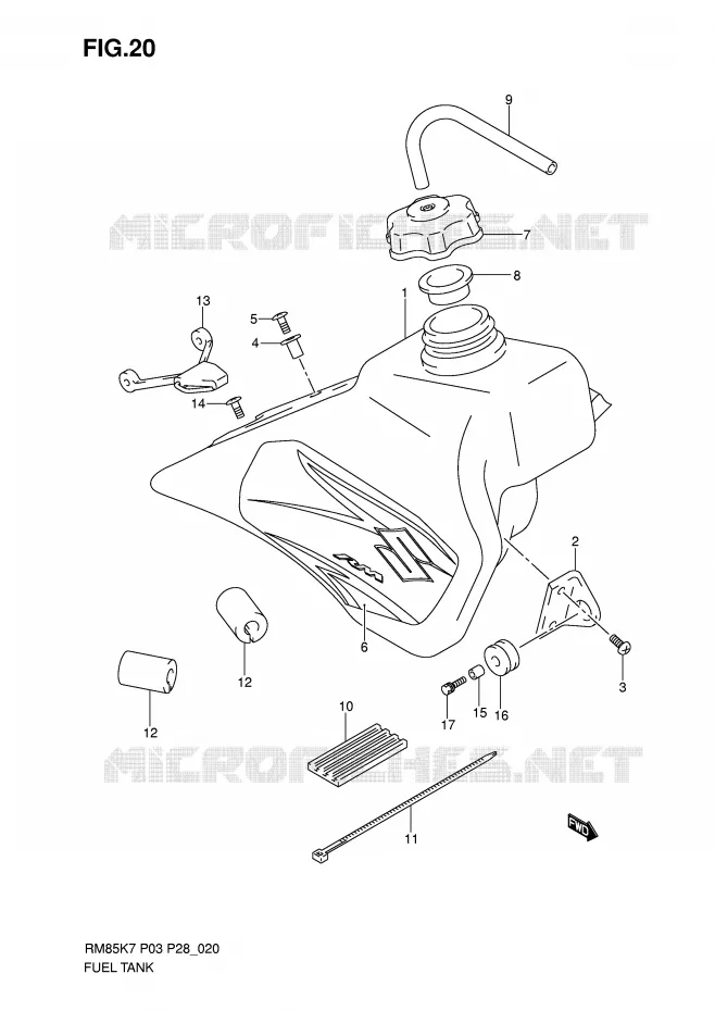 RESERVOIR D'ESSENCE (MODEL K7) Suzuki MOTO 85 RM 2008  RM85LK8(P3/P28)