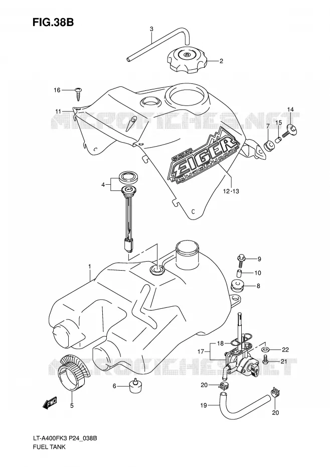 RESERVOIR D'ESSENCE (MODEL K7) Suzuki QUAD 400 EIGER 2006  LT-A400FK6(P24)