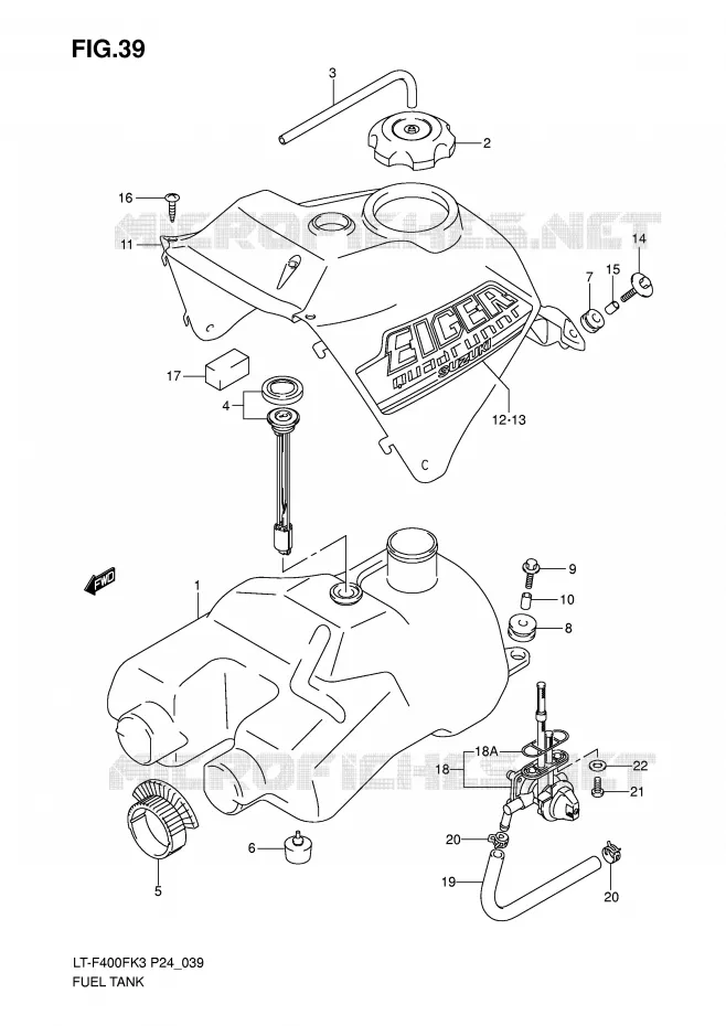 RESERVOIR D'ESSENCE (MODELE K3) Suzuki QUAD 400 EIGER 2006  LT-F400FK6(P24)