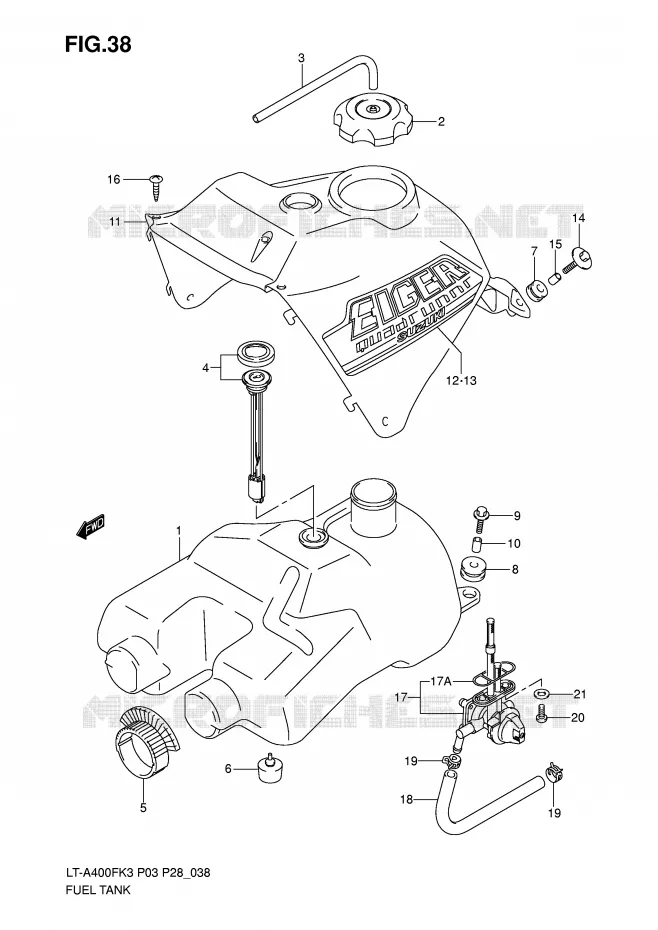 RESERVOIR D'ESSENCE (MODELE K3) Suzuki QUAD 400 EIGER 2012  LT-A400FK6(P3/P28)