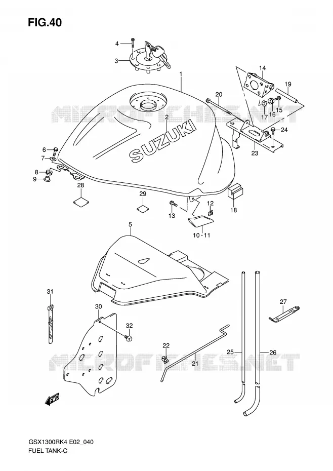 RESERVOIR D'ESSENCE (MODELE K4) Suzuki MOTO 1300 HAYABUSA 2005  GSX1300RU2K5(E2)