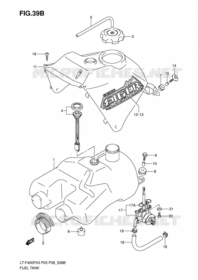 RESERVOIR D'ESSENCE (MODELE K5/K6) Suzuki QUAD 400 EIGER 2007  LT-F400FK7(P3/P28)