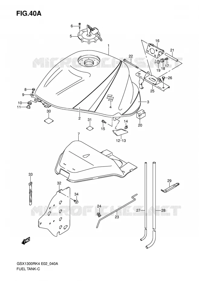 RESERVOIR D'ESSENCE (MODELE K5) Suzuki MOTO 1300 HAYABUSA 2006  GSX1300RU2K6(E2)