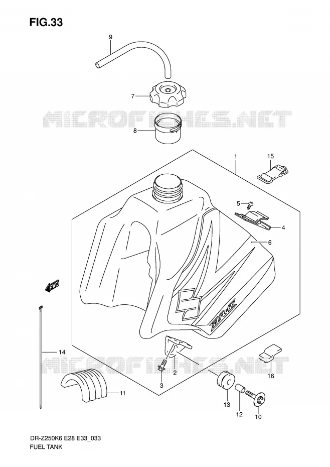 RESERVOIR D'ESSENCE (MODELE K6) Suzuki MOTO 250 DR-Z 2006  DR-Z250K6(E28/E33)