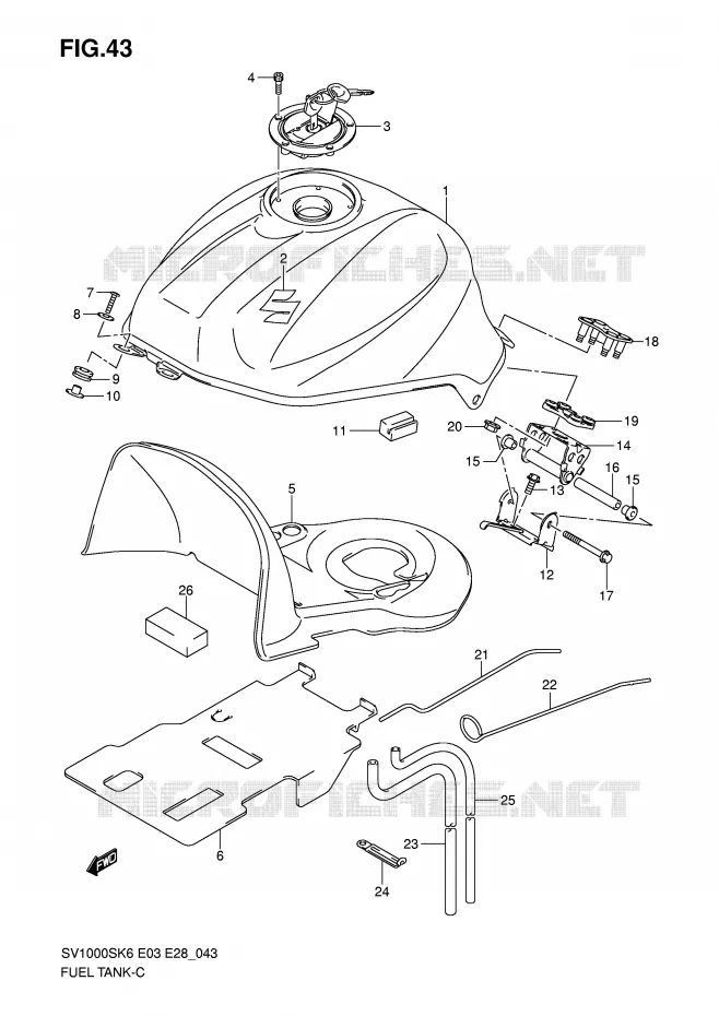 RESERVOIR D'ESSENCE Suzuki MOTO 1000 SV-S 2006  SV1000SK6(E3/E28)