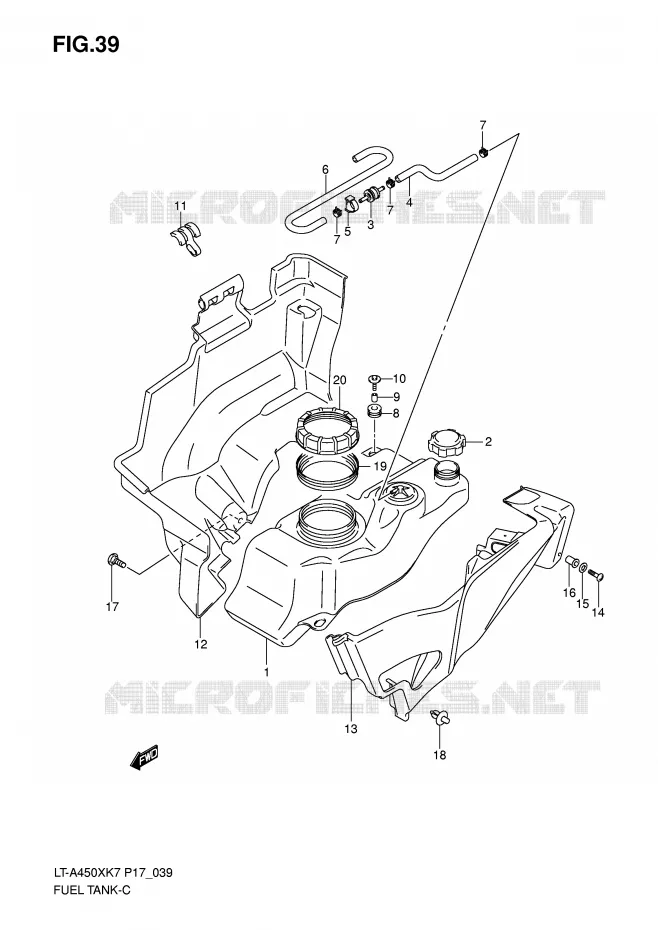 RESERVOIR D'ESSENCE Suzuki QUAD 450 KINGQUAD 2009  LT-A450XZK9(P17)
