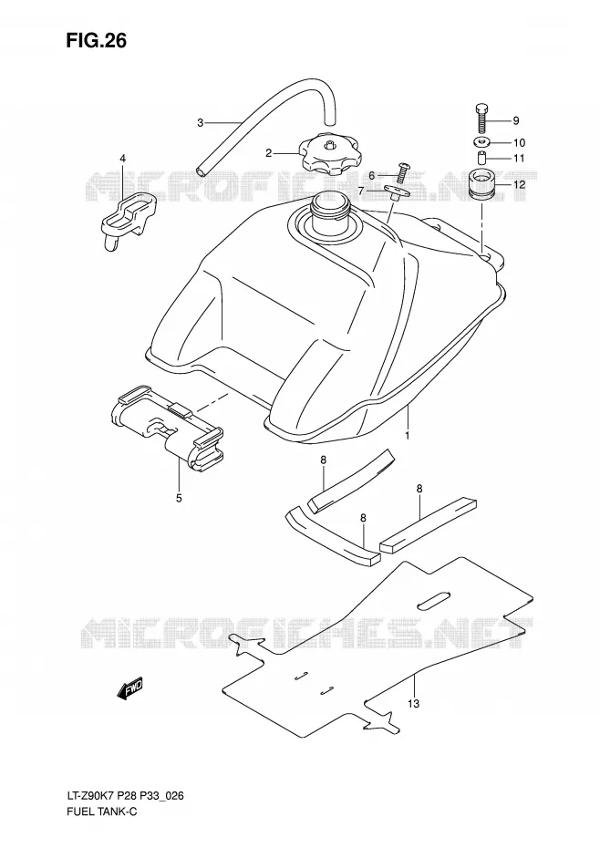 RESERVOIR D'ESSENCE Suzuki QUAD 90 QUADSPORT 2009  LT-Z90K9(P28/P33)