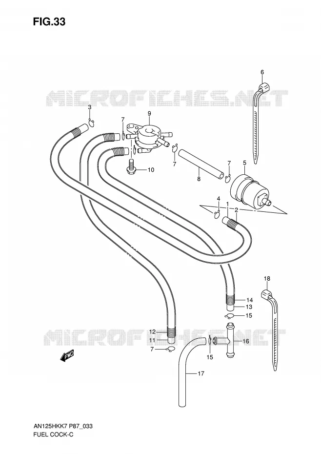 ROBINET D'ESSENCE Suzuki SCOOTER 125 BURGMAN 2007  AN125HKK7(P87)