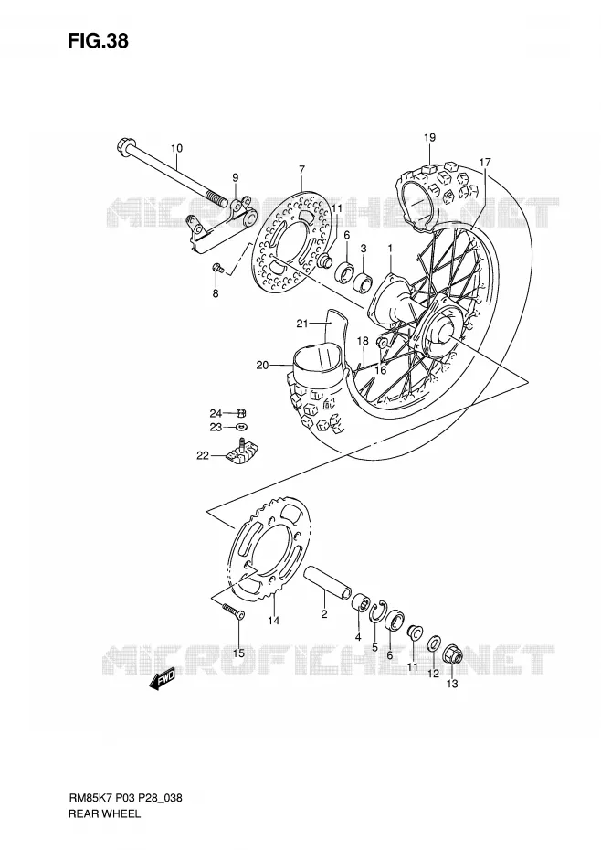 ROUE ARRIERE (RM85K7/K8/K9/L0) Suzuki MOTO 85 RM 2010  RM85L0(P3/P28)