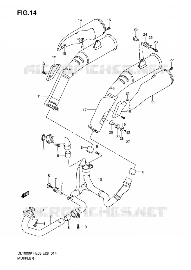 SILENCIEUX Suzuki MOTO 1000 V-STROM 2010  DL1000L0(E3/E28)