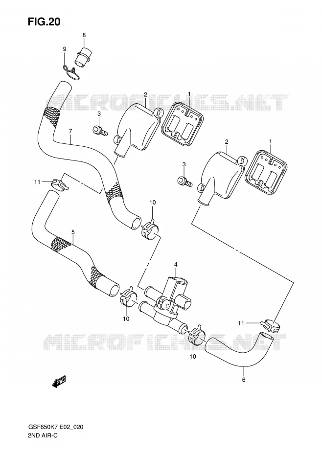 SYSTEME RECYCLAGE GAZ ECHAPPEMENT Suzuki MOTO 650 BANDIT 2008  GSF650SAK8(E2)