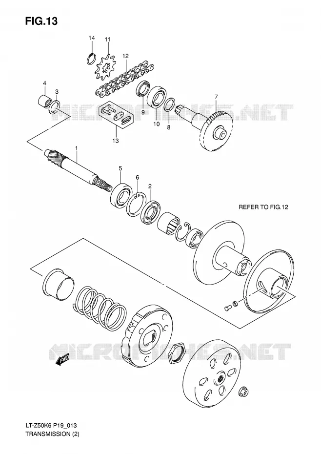 TRANSMISSION (2) Suzuki QUAD 50 QUADSPORT 2012  LT-Z50L0(P19)