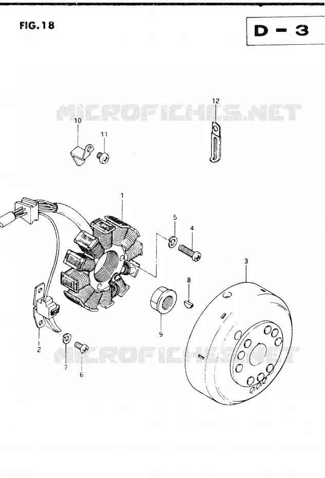 ALLUMAGE ROTOR - STATOR (E2, E4, E18, E21, E22, E25, E39) Suzuki MOTO 250 DR 1983  DR250SD(E1)