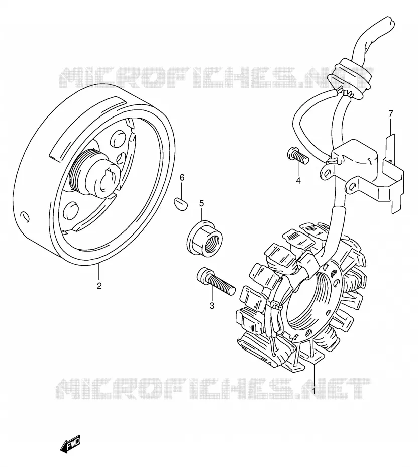 ALLUMAGE ROTOR - STATOR (MODELE L/M/N) Suzuki MOTO 350 DR 1996  DR350T(E1)