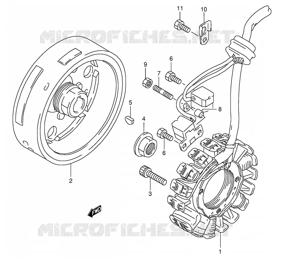 ALLUMAGE ROTOR - STATOR (MODELE W/X,E24) Suzuki MOTO 350 DR 1997  DR350V(E1)