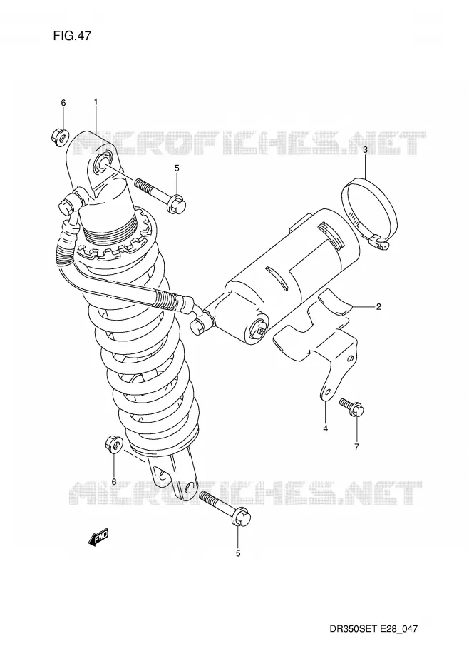 AMORTISSEUR ARRIERE Suzuki MOTO 350 DR 1995  DR350SES(E28)