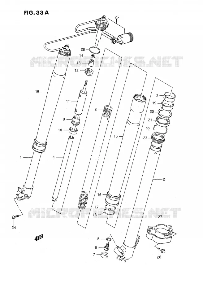 AMORTISSEUR AVANT (DR350SHN/SHP/SHR) Suzuki MOTO 350 DR 1993  DR350SP(E2)