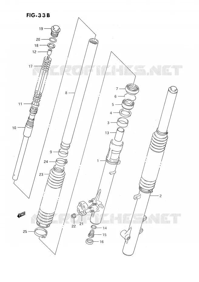 AMORTISSEUR AVANT (DR350SR E22,E24) Suzuki MOTO 350 DR 1992  DR350SHN(E2)