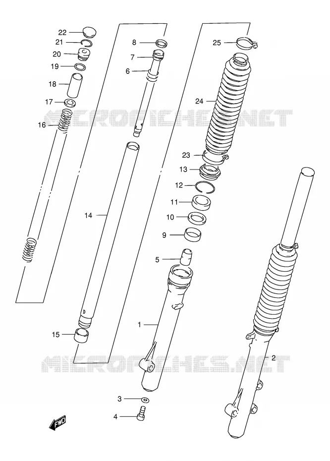 AMORTISSEUR AVANT Suzuki MOTO 200 DR 2000  DR200SEY(E24)