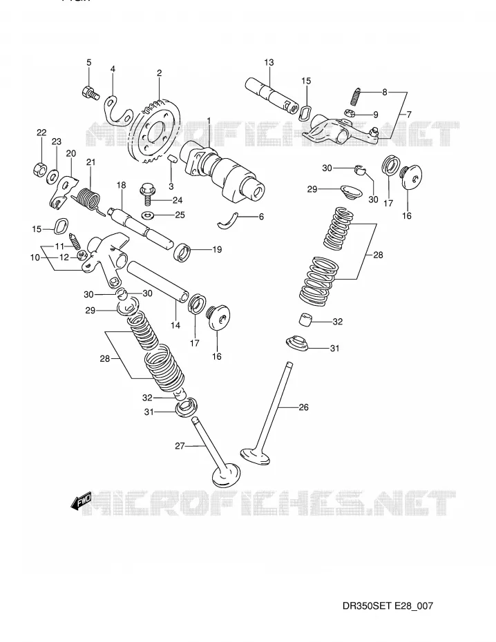 ARBRE A CAMES - SOUPAPES (MODELE L/M/N/P) Suzuki MOTO 350 DR 1993  DR350SP(E28)