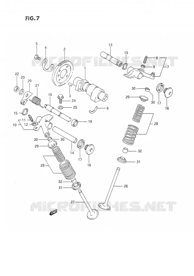 ARBRE A CAMES - SOUPAPES (MODELE L/M/N/P) Suzuki MOTO 350 DR 1993  DR350SP/SHP(E2)