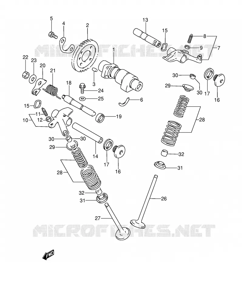 ARBRE A CAMES - SOUPAPES (MODELE L/M/N/P) Suzuki MOTO 350 DR 1996  DR350T(E3)
