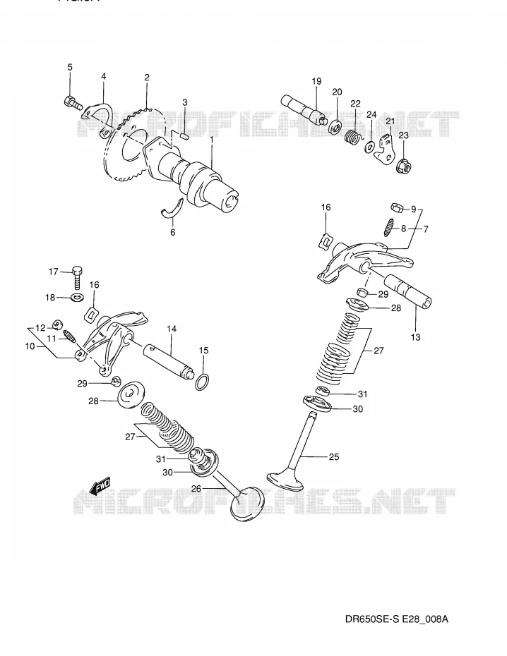 ARBRE A CAMES - SOUPAPES (MODELE R/S) Suzuki MOTO 650 DR 1993  DR650SP(E28)