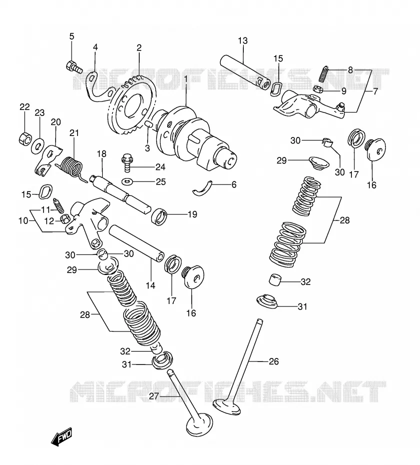 ARBRE A CAMES - SOUPAPES (MODELE R/S/T) Suzuki MOTO 350 DR 1992  DR350N(E3)