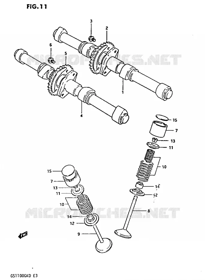 ARBRE A CAMES - SOUPAPES Suzuki MOTO 1100 GS-G 1982  GS1100GK2(Z/2/D)