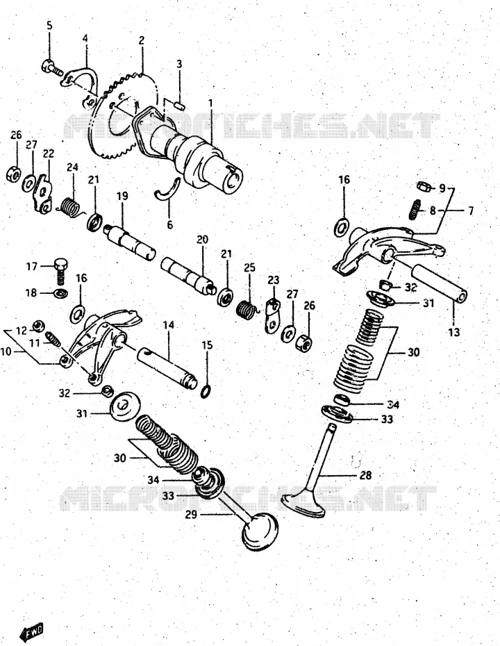 ARBRE A CAMES - SOUPAPES Suzuki MOTO 500 DR 1986  DR500RG(G/H/J)