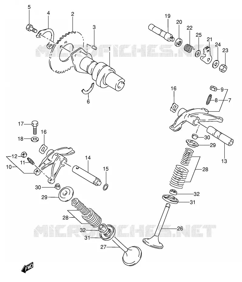 ARBRE A CAMES - SOUPAPES Suzuki MOTO 650 DR 1992  DR650RSEUN(E4)