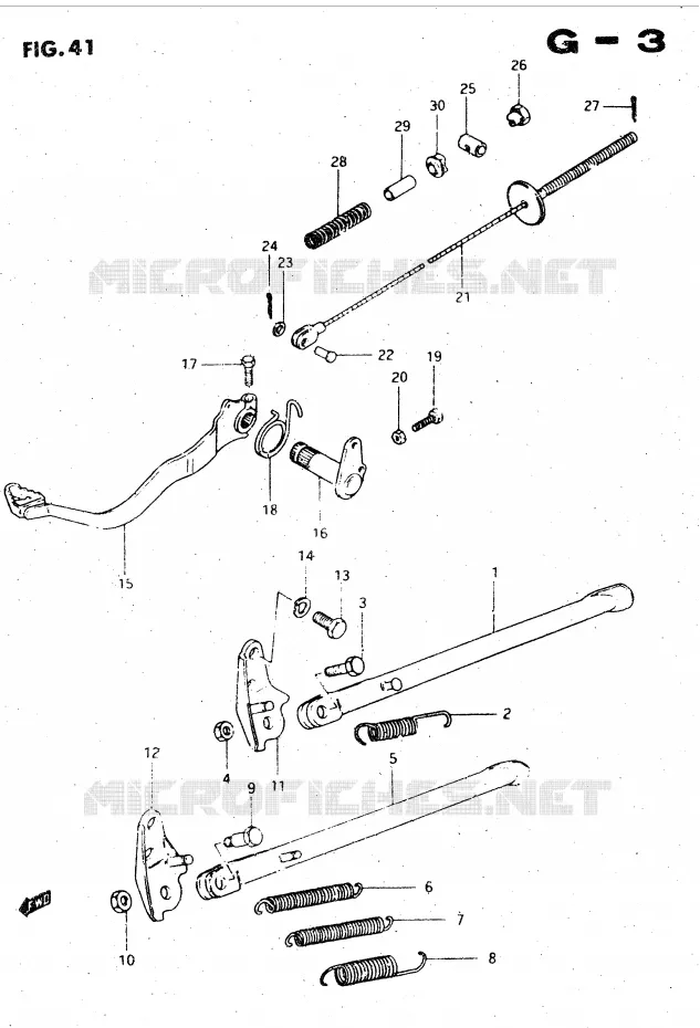 BEQUILLE - PEDALE DE FREIN ARRIERE Suzuki MOTO 500 DR 1983  DR500SD(E1)