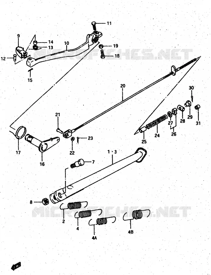 BEQUILLE - PEDALE DE FREIN ARRIERE Suzuki MOTO 500 DR 1987  DR500H(G/H/J)