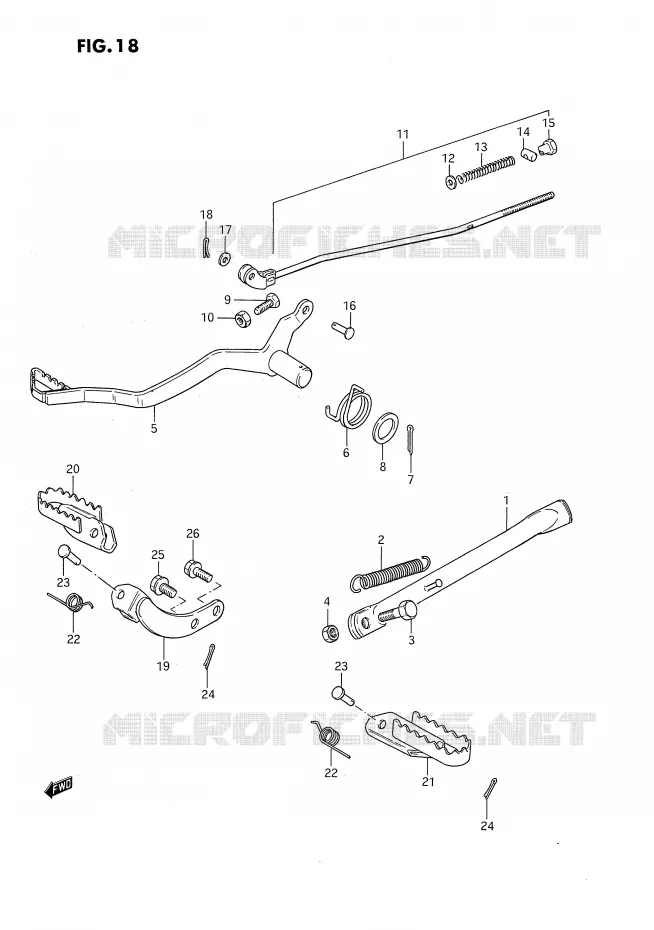 BEQUILLE LATERALE - PEDALE DE FREIN Suzuki MOTO 80 DS 1992  DS80N(E3)