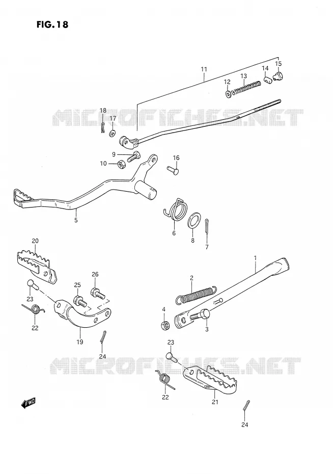 BEQUILLE LATERALE - PEDALE DE FREIN Suzuki MOTO 80 DS 1994  DS80R(E24)