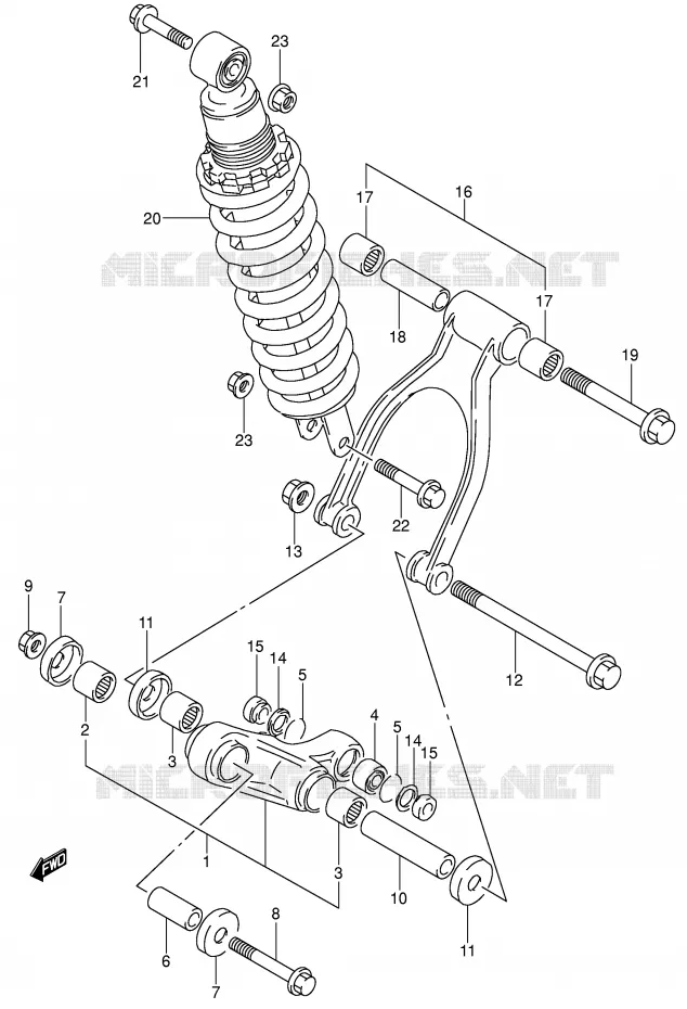 BIELLETTE DE SUSPENSION ARRIERE Suzuki MOTO 650 DR 1996  DR650RSET(E4)