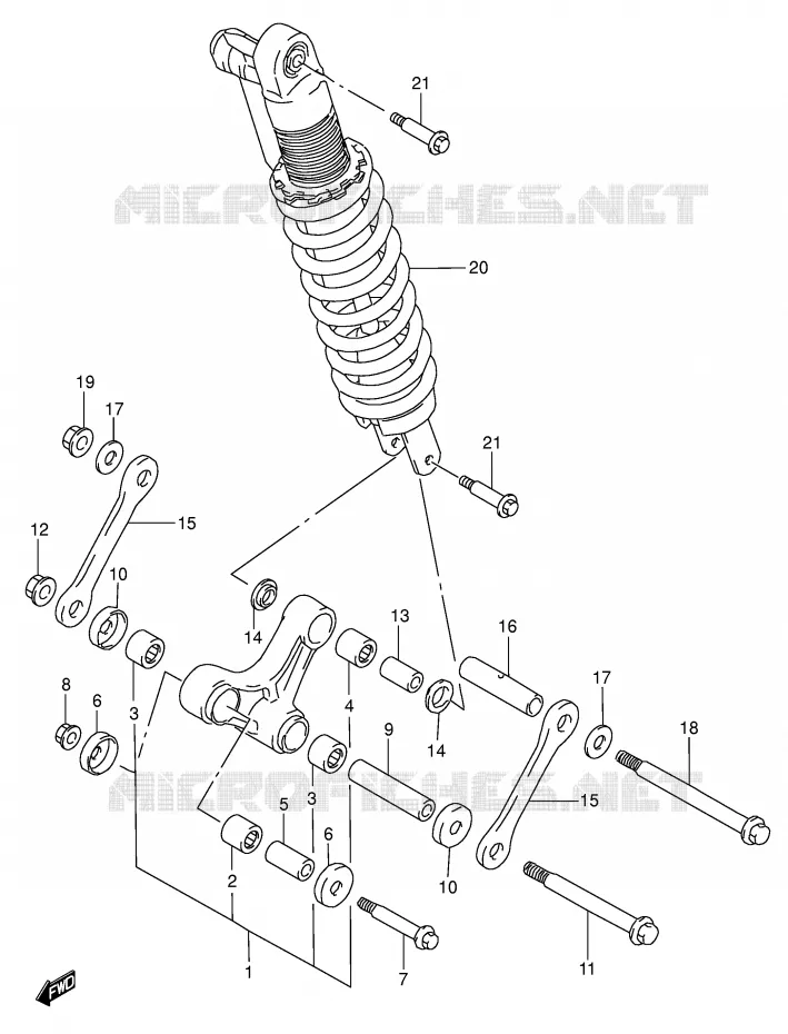 BIELLETTE DE SUSPENSION ARRIERE Suzuki MOTO 650 DR 2001  DR650SEK1(E3/E28)