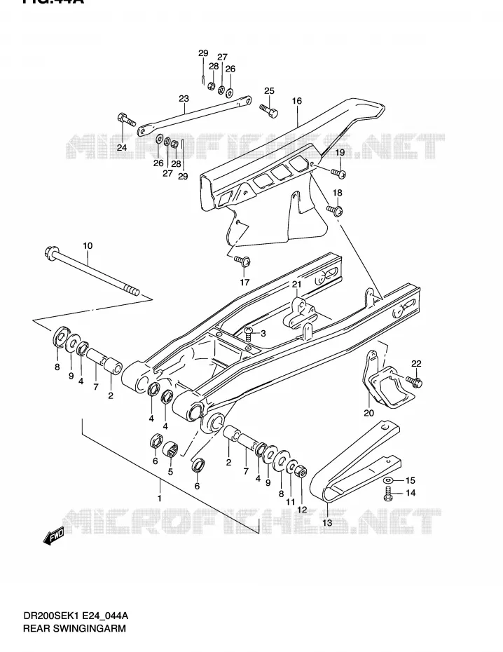 BRAS OSCILLANT ARRIERE (MODELE K2/K3/K4/K5 E6,E24) Suzuki MOTO 200 DR 2004  DR200SEK4(E24)