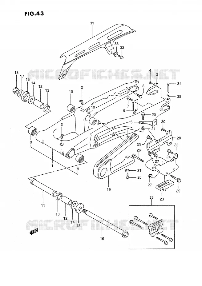 BRAS OSCILLANT ARRIERE (MODELE L/M/N/P) Suzuki MOTO 350 DR 1990  DR350SL(E2)