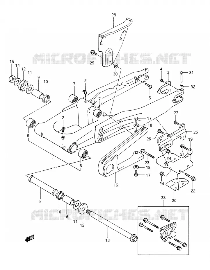 BRAS OSCILLANT ARRIERE (MODELE L/M/N/P) Suzuki MOTO 350 DR 1992  DR350N(E28)