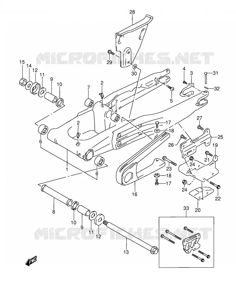 BRAS OSCILLANT ARRIERE (MODELE L/M/N/P) Suzuki MOTO 350 DR 1993  DR350P(E3)