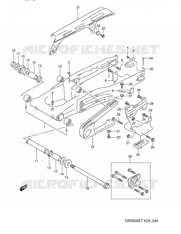 BRAS OSCILLANT ARRIERE (MODELE L/M/N/P) Suzuki MOTO 350 DR 1993  DR350SP(E28)