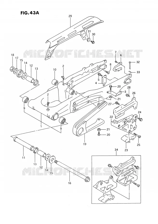 BRAS OSCILLANT ARRIERE (MODELE R) Suzuki MOTO 350 DR 1991  DR350SM(E2)