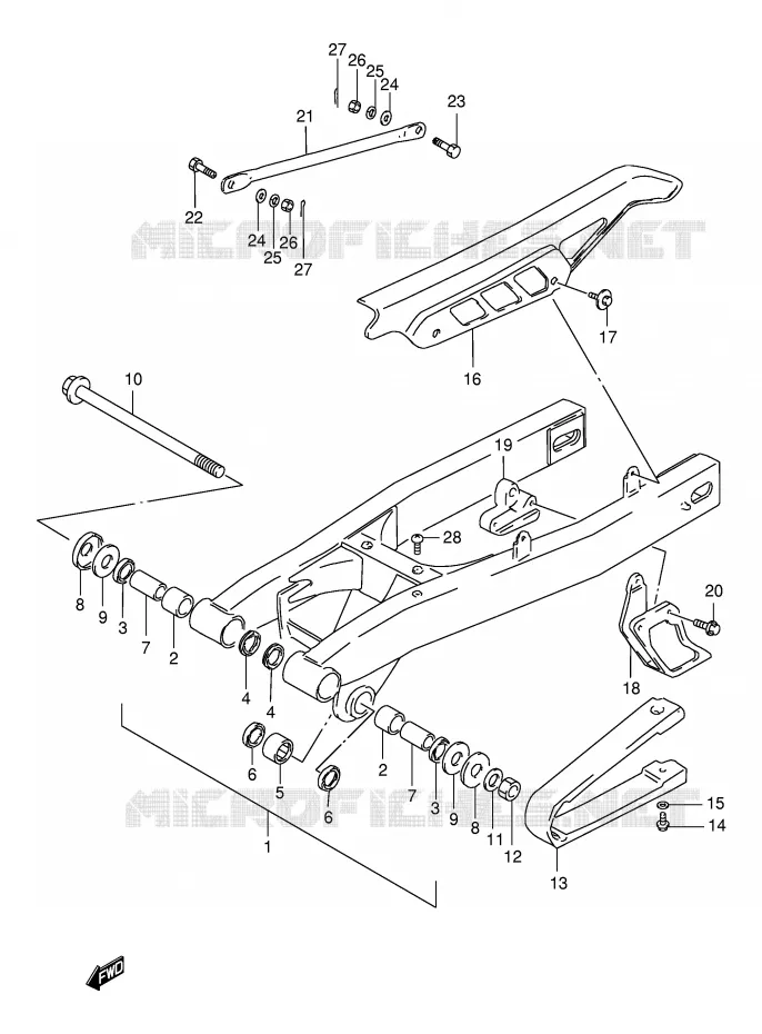 BRAS OSCILLANT ARRIERE Suzuki MOTO 125 DR 2000  DR125SEUY(E4)