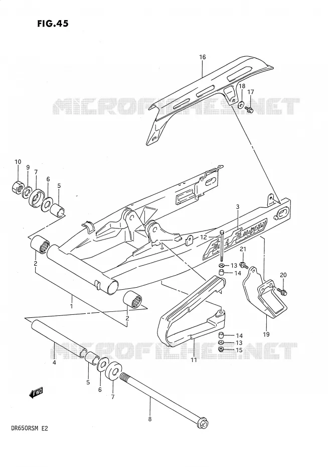BRAS OSCILLANT ARRIERE Suzuki MOTO 650 DR 1990  DR650RSUL(E2)