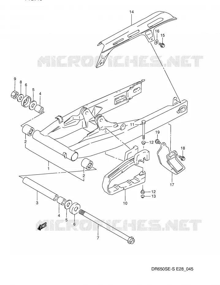 BRAS OSCILLANT ARRIERE Suzuki MOTO 650 DR 1995  DR650SES(E28)