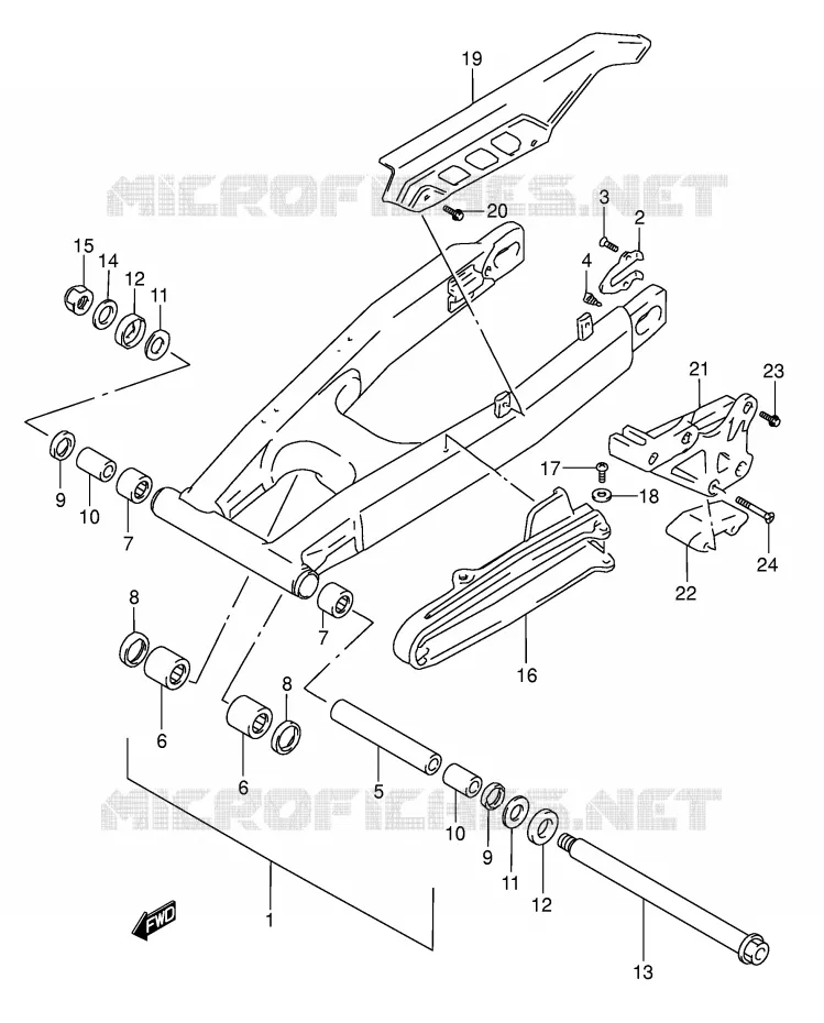 BRAS OSCILLANT ARRIERE Suzuki MOTO 650 DR 2001  DR650SEK1(E3/E28)