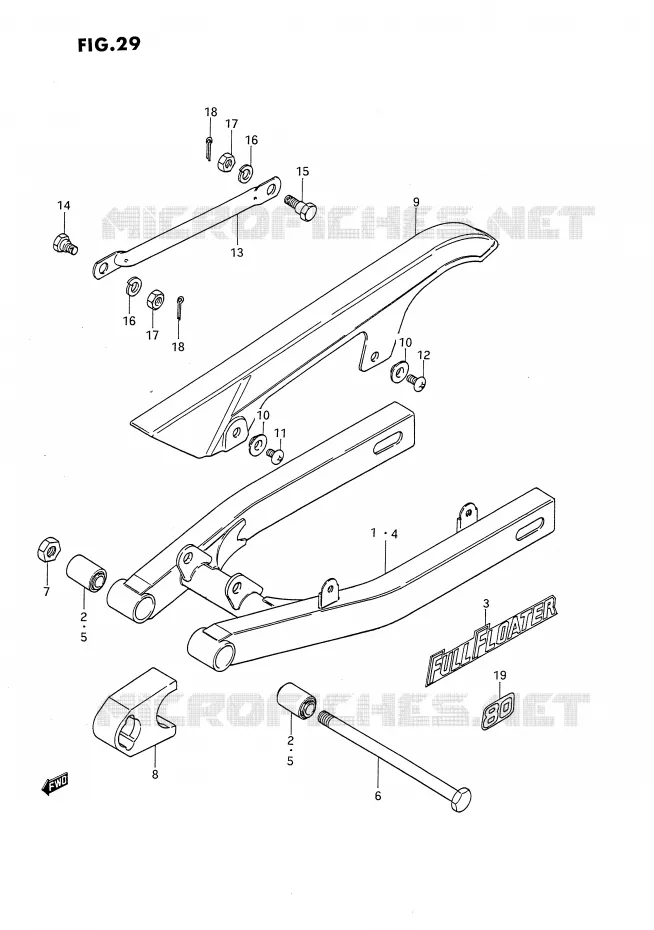 BRAS OSCILLANT ARRIERE Suzuki MOTO 80 DS 1988  DS80J(E24)