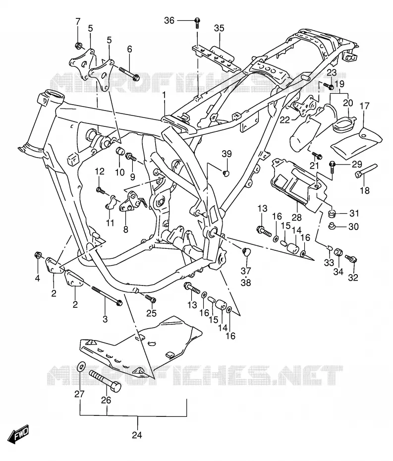CADRE (MODELE K1) Suzuki MOTO 650 DR 2001  DR650SEK1(E3/E28)