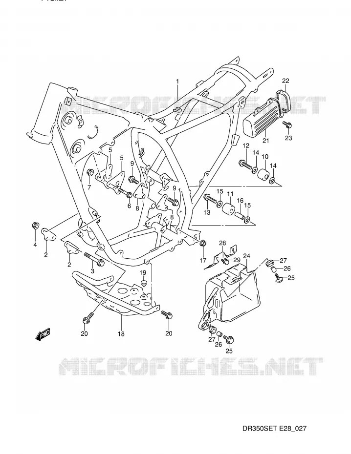 CADRE (MODELE L/M/N/P) Suzuki MOTO 350 DR 1995  DR350SES(E28)